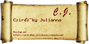 Cziráky Julianna névjegykártya